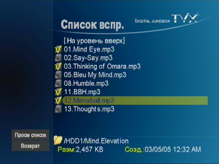 Плейлист TViX С-2000 Mini